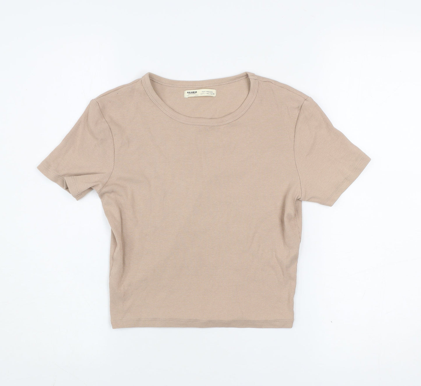 Womens UK Size L Pull&Bear Beige Basic T-Shirt