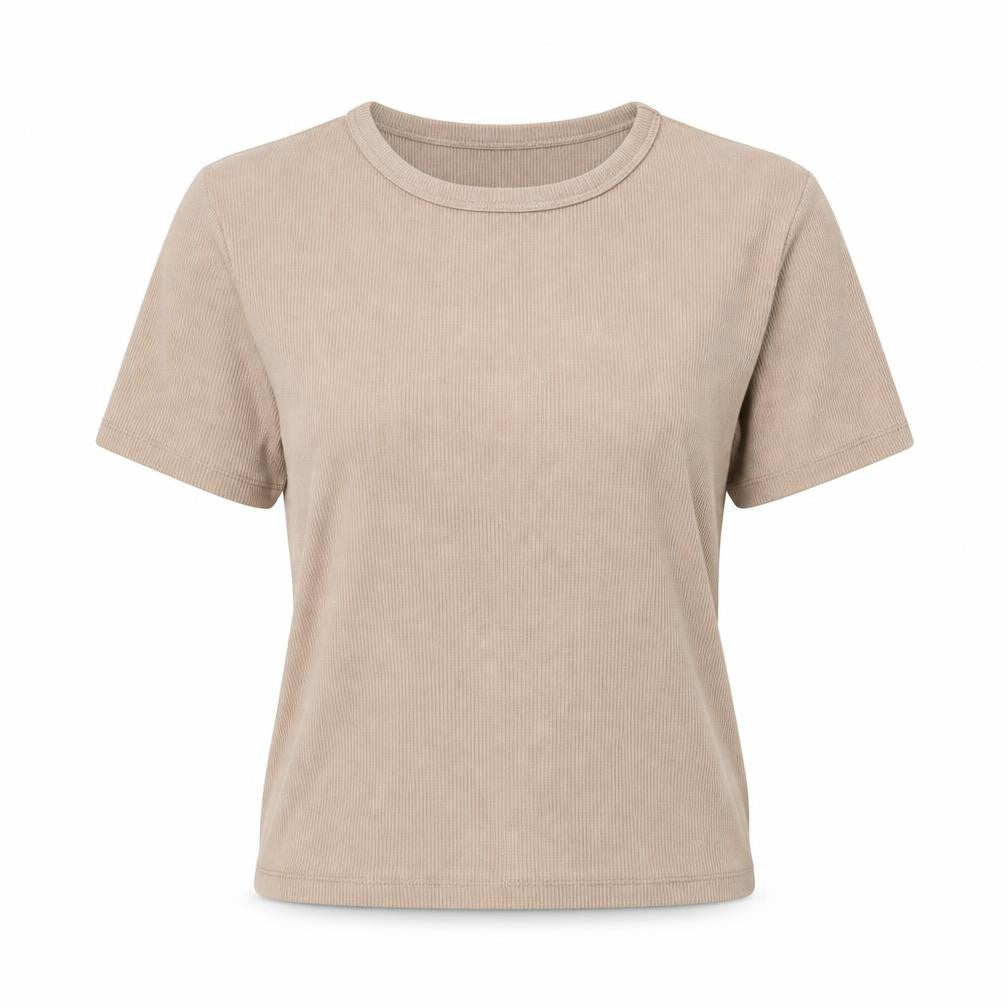 Womens UK Size L Pull&Bear Beige Basic T-Shirt