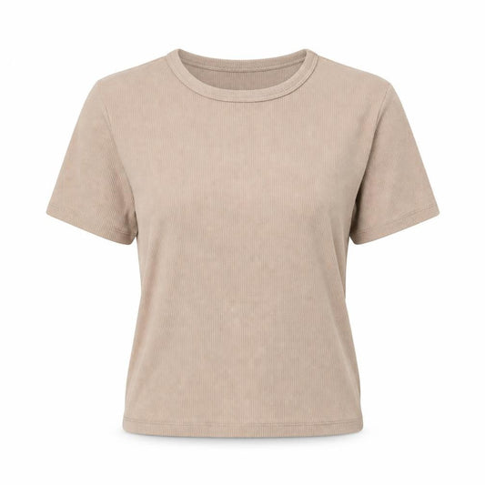 Womens UK Size L Pull&Bear Beige Basic T-Shirt