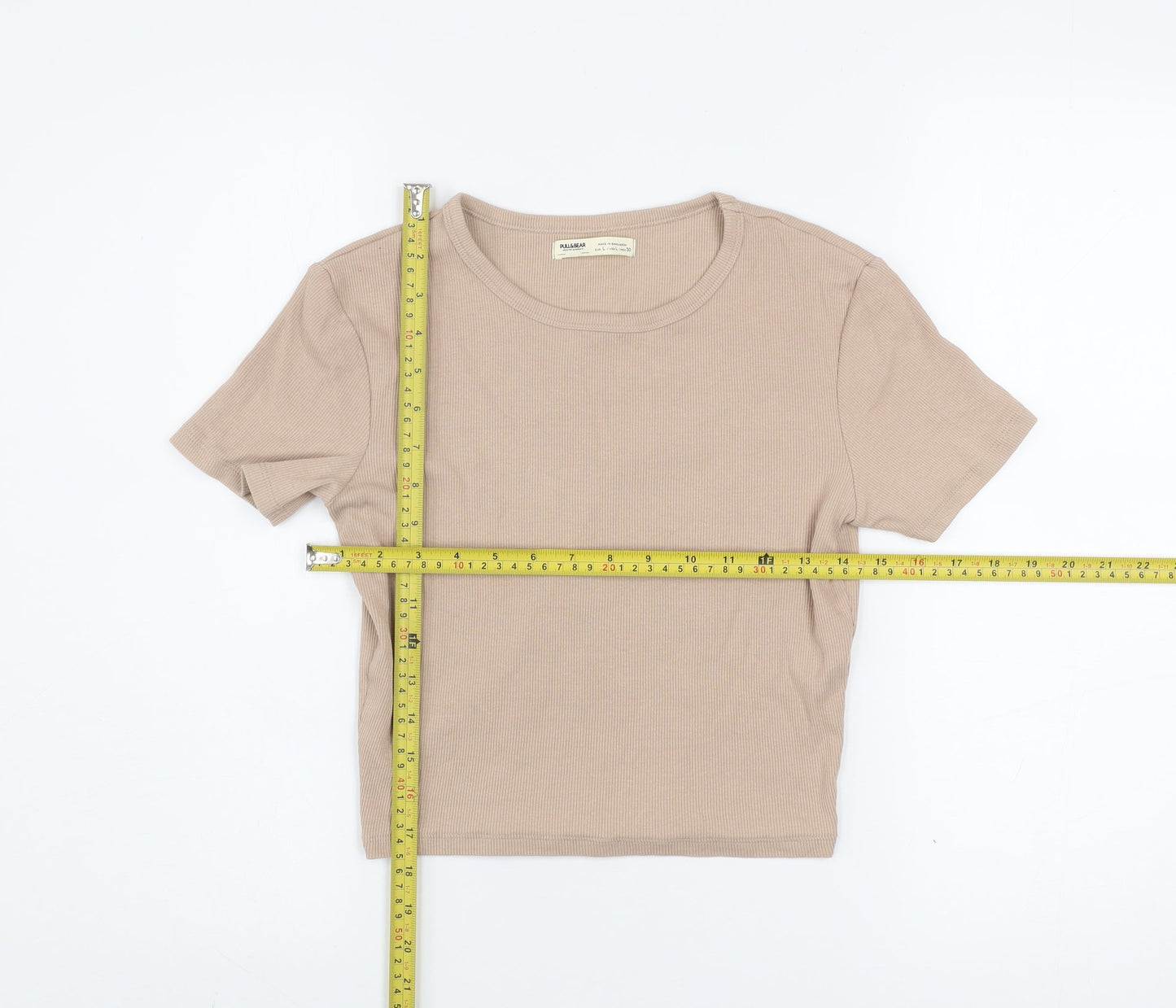 Womens UK Size L Pull&Bear Beige Basic T-Shirt