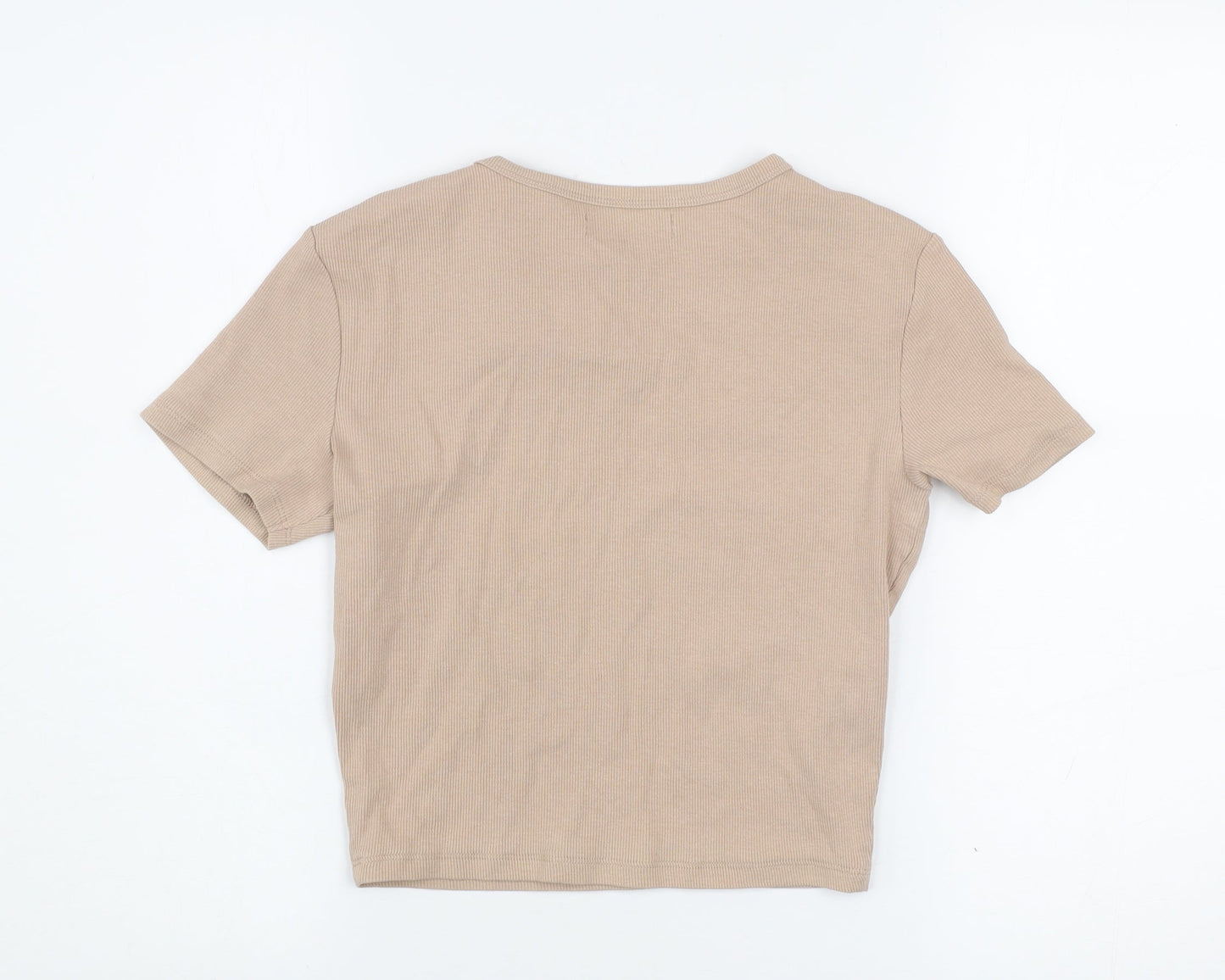 Womens UK Size L Pull&Bear Beige Basic T-Shirt