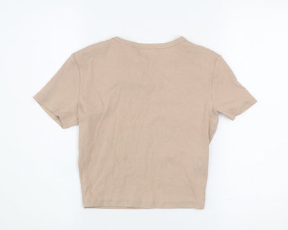 Womens UK Size L Pull&Bear Beige Basic T-Shirt