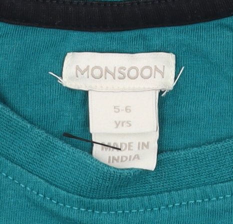 Girls UK Size 5-6 Years Monsoon Green Basic T-Shirt