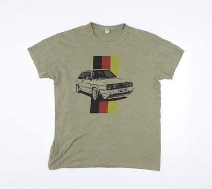 SOLS Men's Green XL Car Graphic Crew Neck Cotton T-Shirt