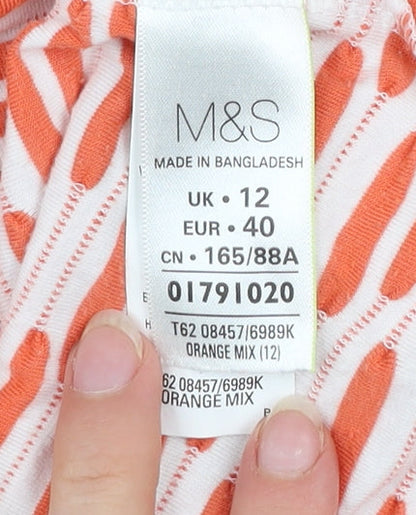 Marks and Spencer Per Una Orange Mix Short Sleeve Stretch T-Shirt Size 12