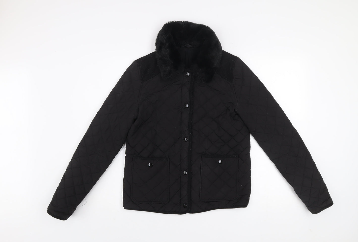 Womens UK Size 10 Topshop Black Quilted Coat