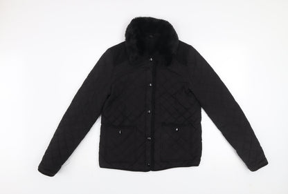 Womens UK Size 10 Topshop Black Quilted Coat