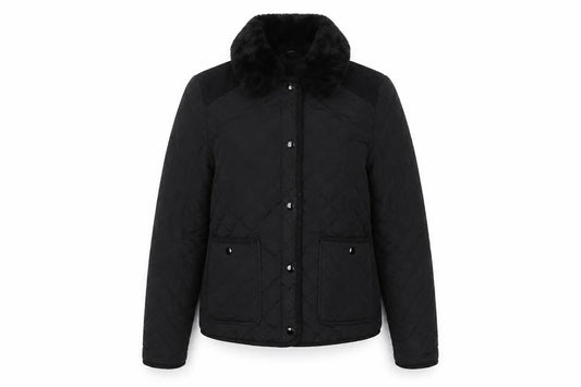 Womens UK Size 10 Topshop Black Quilted Coat