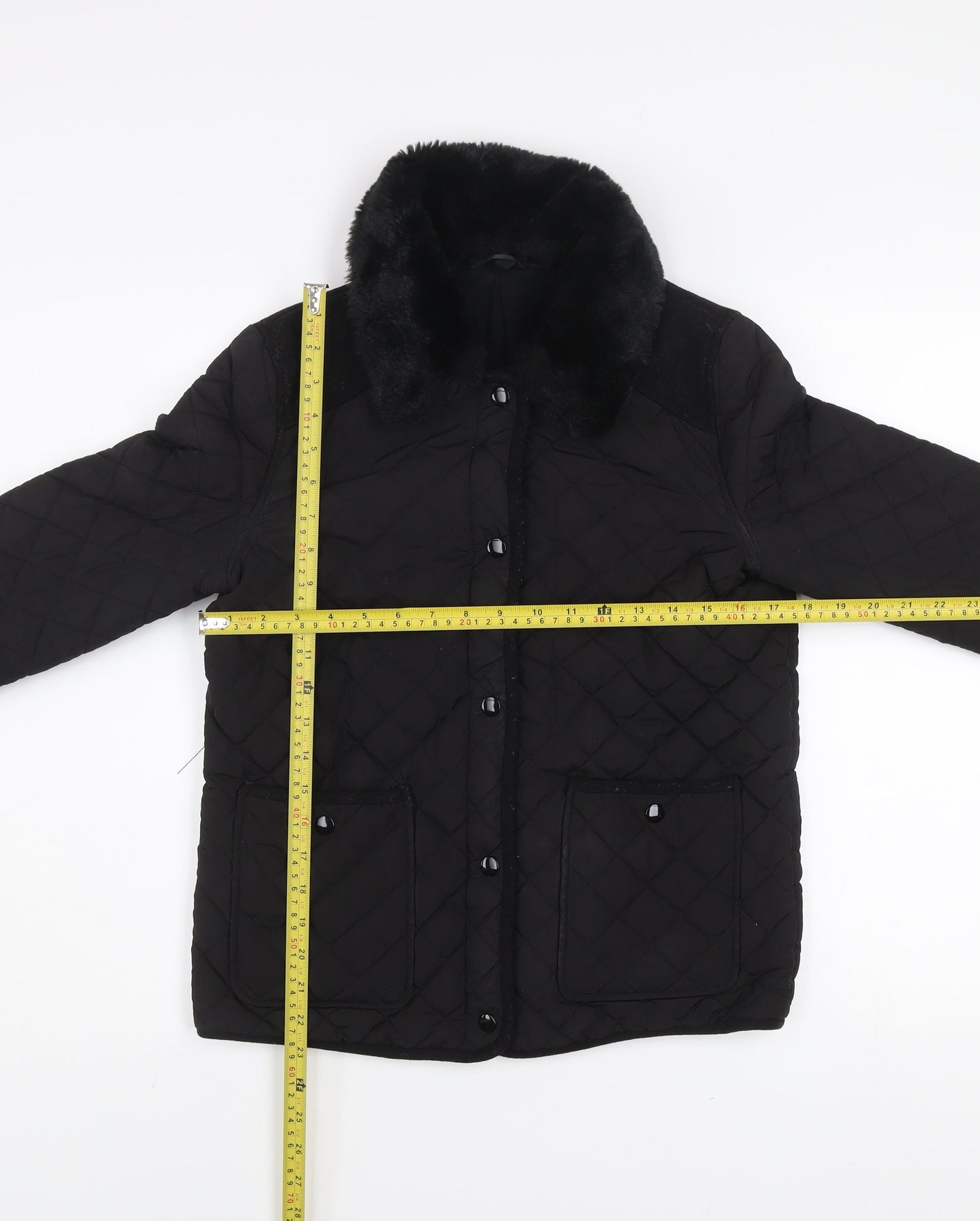 Womens UK Size 10 Topshop Black Quilted Coat