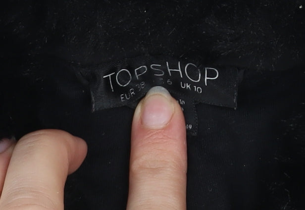 Womens UK Size 10 Topshop Black Quilted Coat