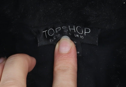 Womens UK Size 10 Topshop Black Quilted Coat