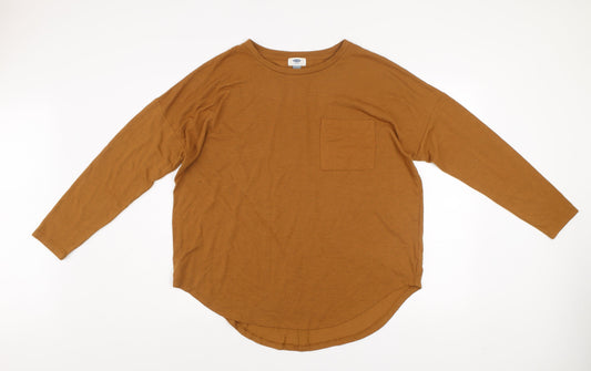 Old Navy Women’s Brown Long Sleeve Basic Relaxed T-Shirt Size L