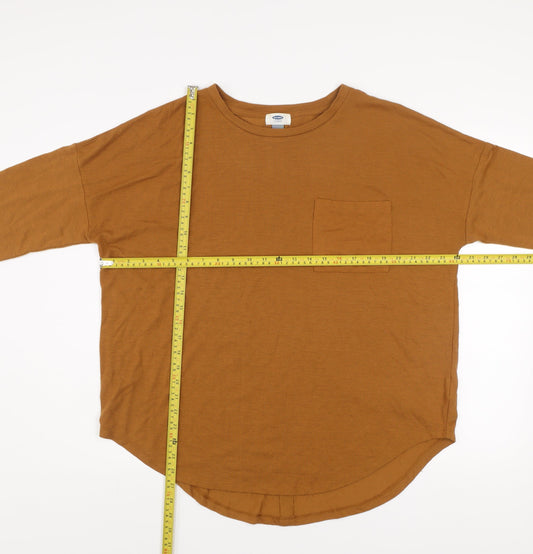 Old Navy Women’s Brown Long Sleeve Basic Relaxed T-Shirt Size L