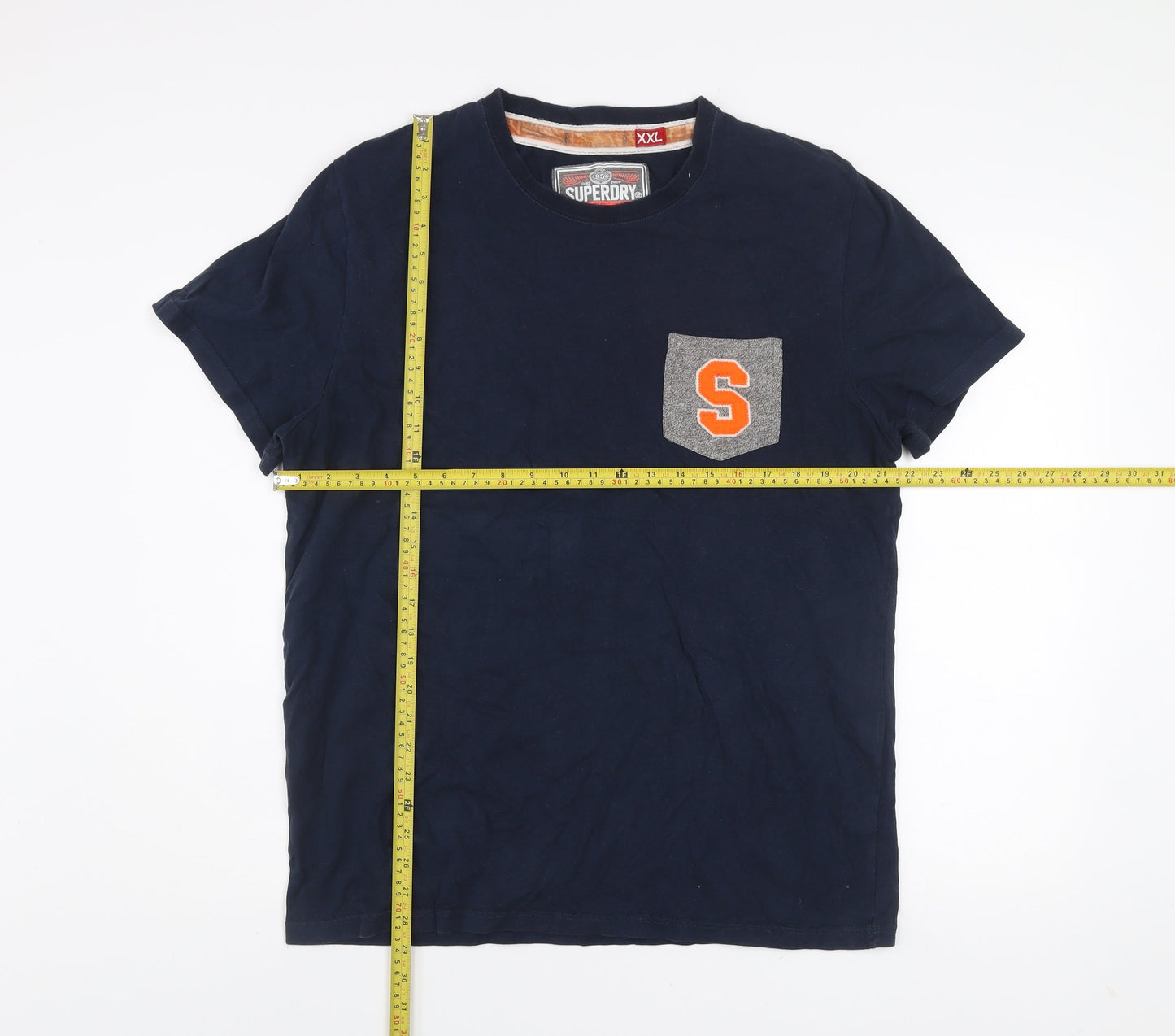 Superdry Men's Navy Blue XXL Crew Neck T-Shirt with Pocket Logo