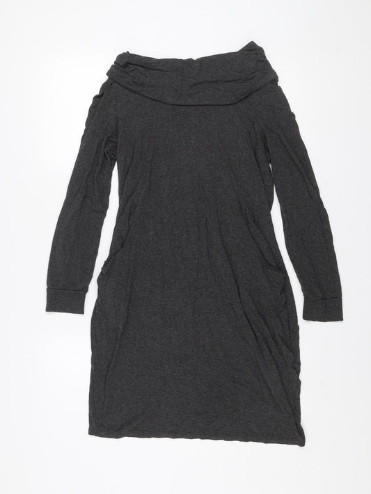 Marks and Spencer Women Charcoal Grey Size 12 Off Shoulder Shift Dress