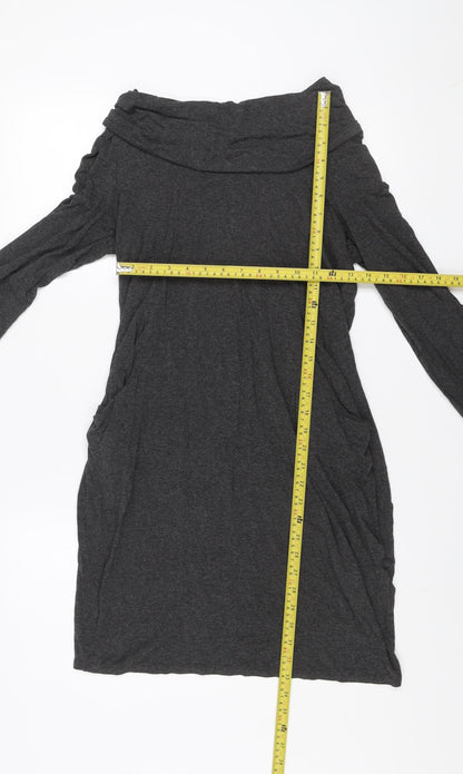 Marks and Spencer Women Charcoal Grey Size 12 Off Shoulder Shift Dress