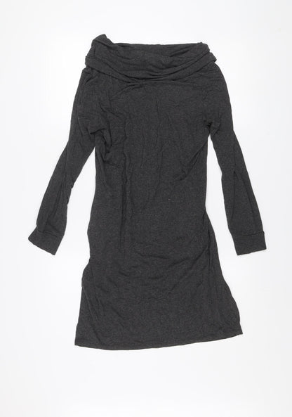 Marks and Spencer Women Charcoal Grey Size 12 Off Shoulder Shift Dress