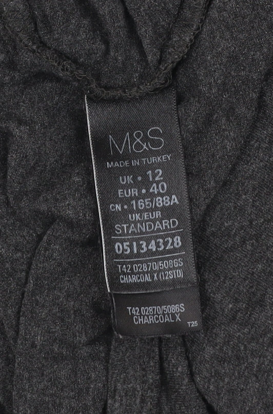 Marks and Spencer Women Charcoal Grey Size 12 Off Shoulder Shift Dress