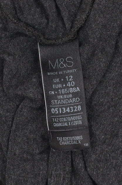 Marks and Spencer Women Charcoal Grey Size 12 Off Shoulder Shift Dress