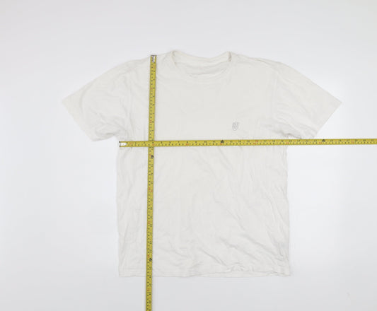 883 Police Men's White Cotton Crew Neck Short Sleeve T-Shirt L