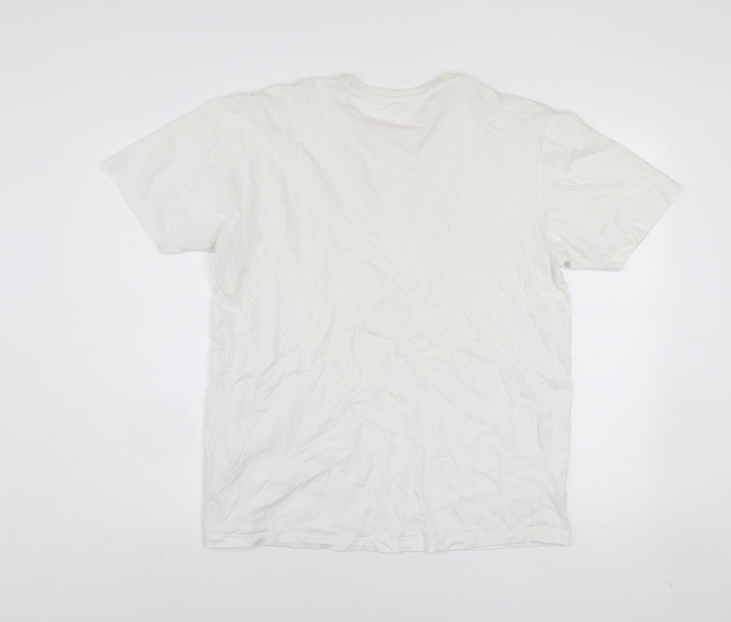 883 Police Men's White Cotton Crew Neck Short Sleeve T-Shirt L