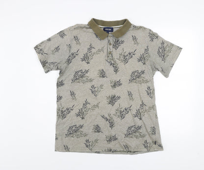 Koala Bay Men’s Beige Floral Print Cotton Polo Shirt XL