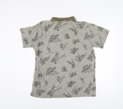 Koala Bay Men’s Beige Floral Print Cotton Polo Shirt XL