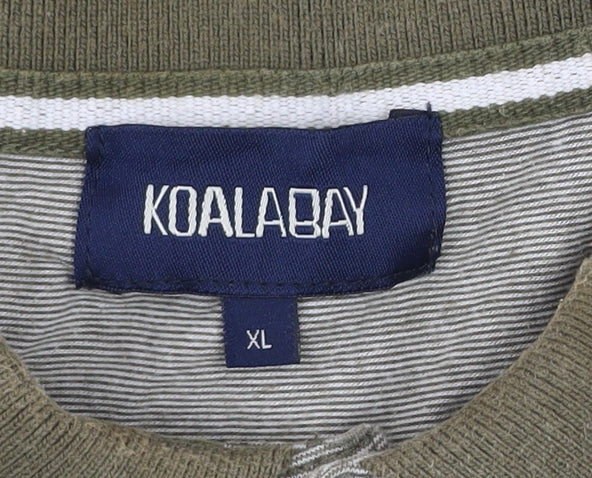 Koala Bay Men’s Beige Floral Print Cotton Polo Shirt XL