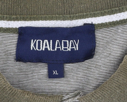 Koala Bay Men’s Beige Floral Print Cotton Polo Shirt XL