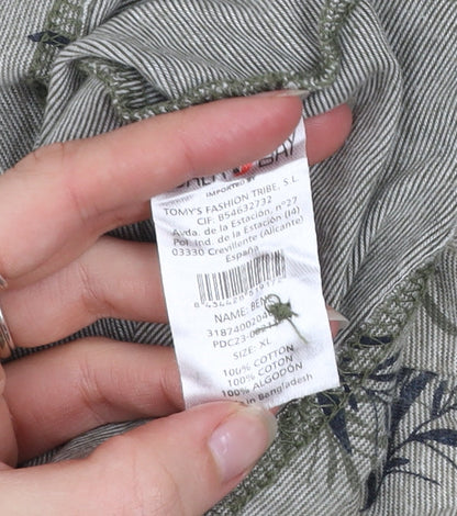 Koala Bay Men’s Beige Floral Print Cotton Polo Shirt XL