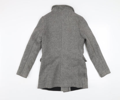 Womens UK Size XS Bershka Grey Biker Coat