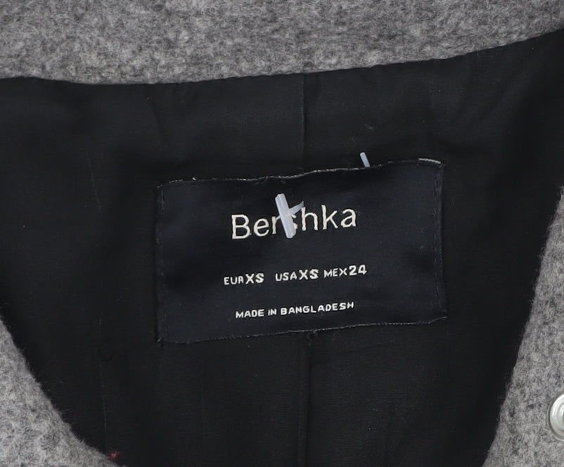 Womens UK Size XS Bershka Grey Biker Coat