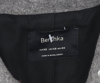 Womens UK Size XS Bershka Grey Biker Coat