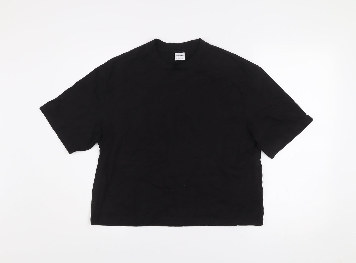 Bershka Womens Black Basic Cotton T-Shirt Size S