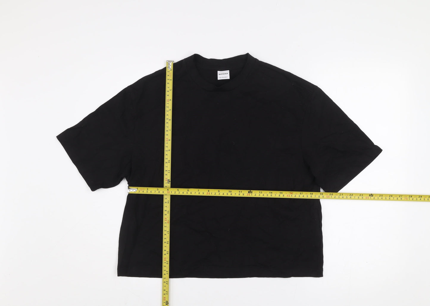 Bershka Womens Black Basic Cotton T-Shirt Size S