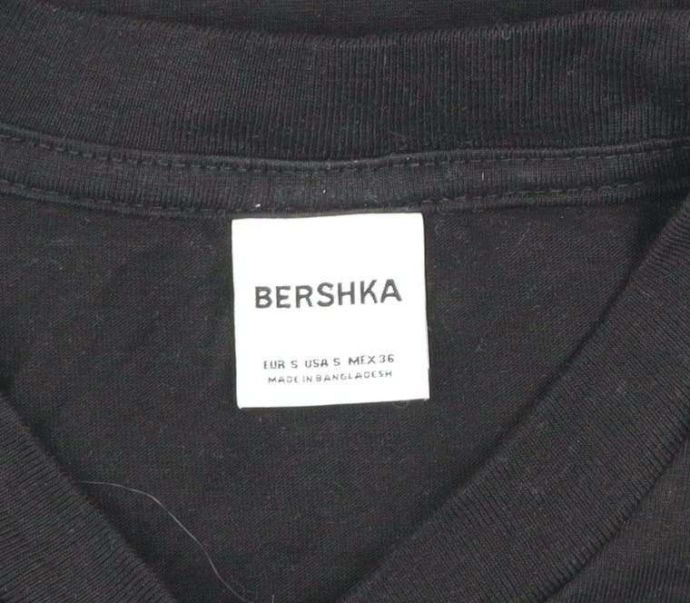 Bershka Womens Black Basic Cotton T-Shirt Size S