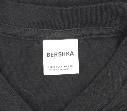 Bershka Womens Black Basic Cotton T-Shirt Size S