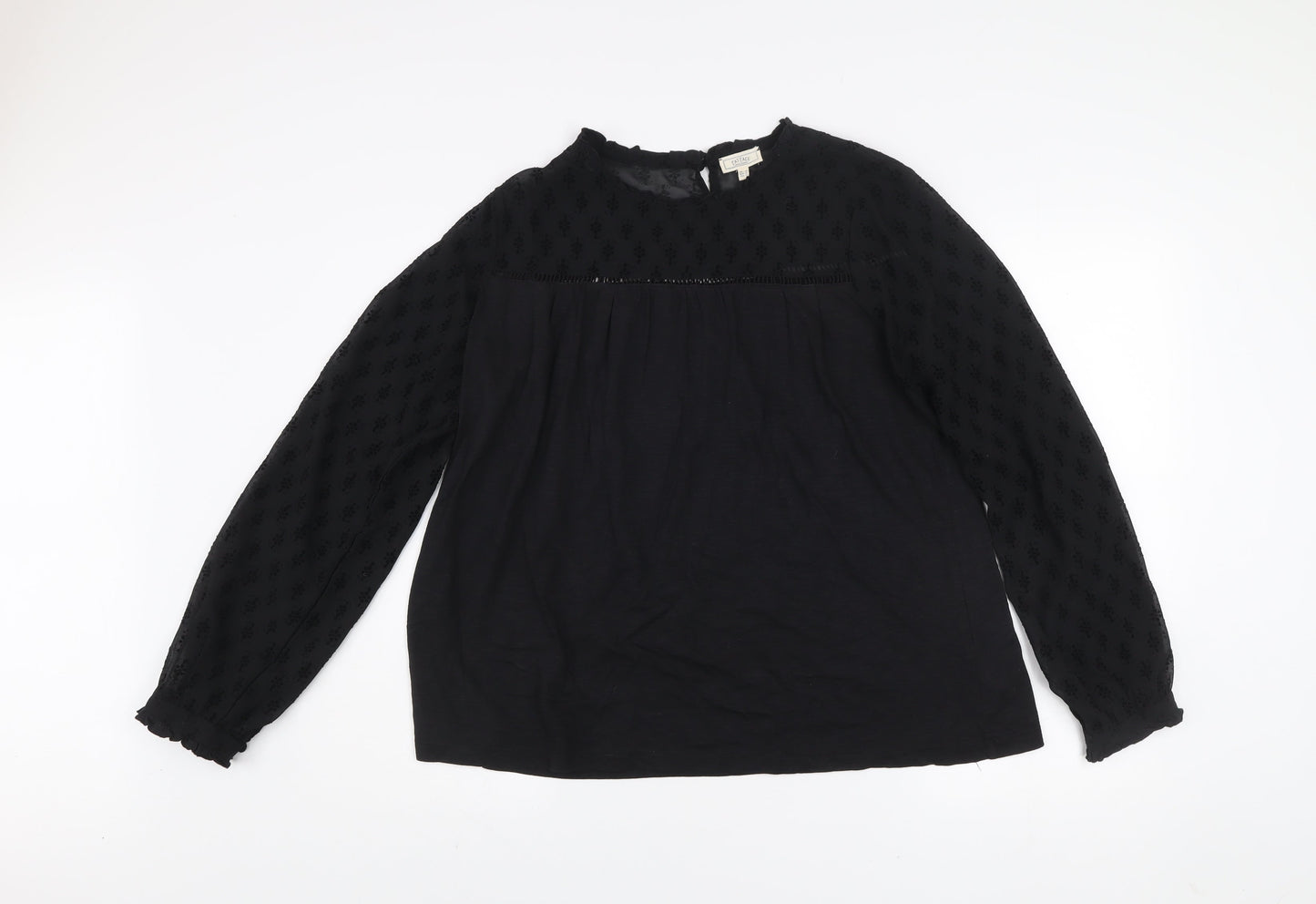 Womens UK Size 10 Fat Face Black Tunic Blouse
