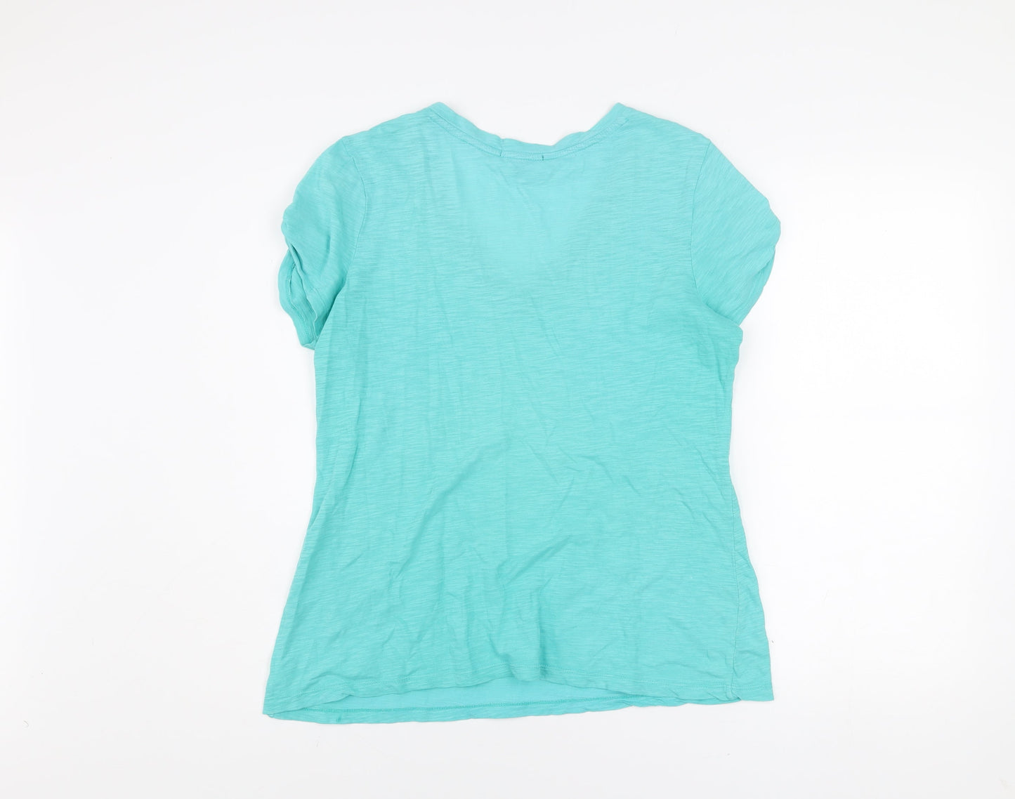 Gap Women's Green V-Neck Short Sleeve Cotton T-Shirt Size L