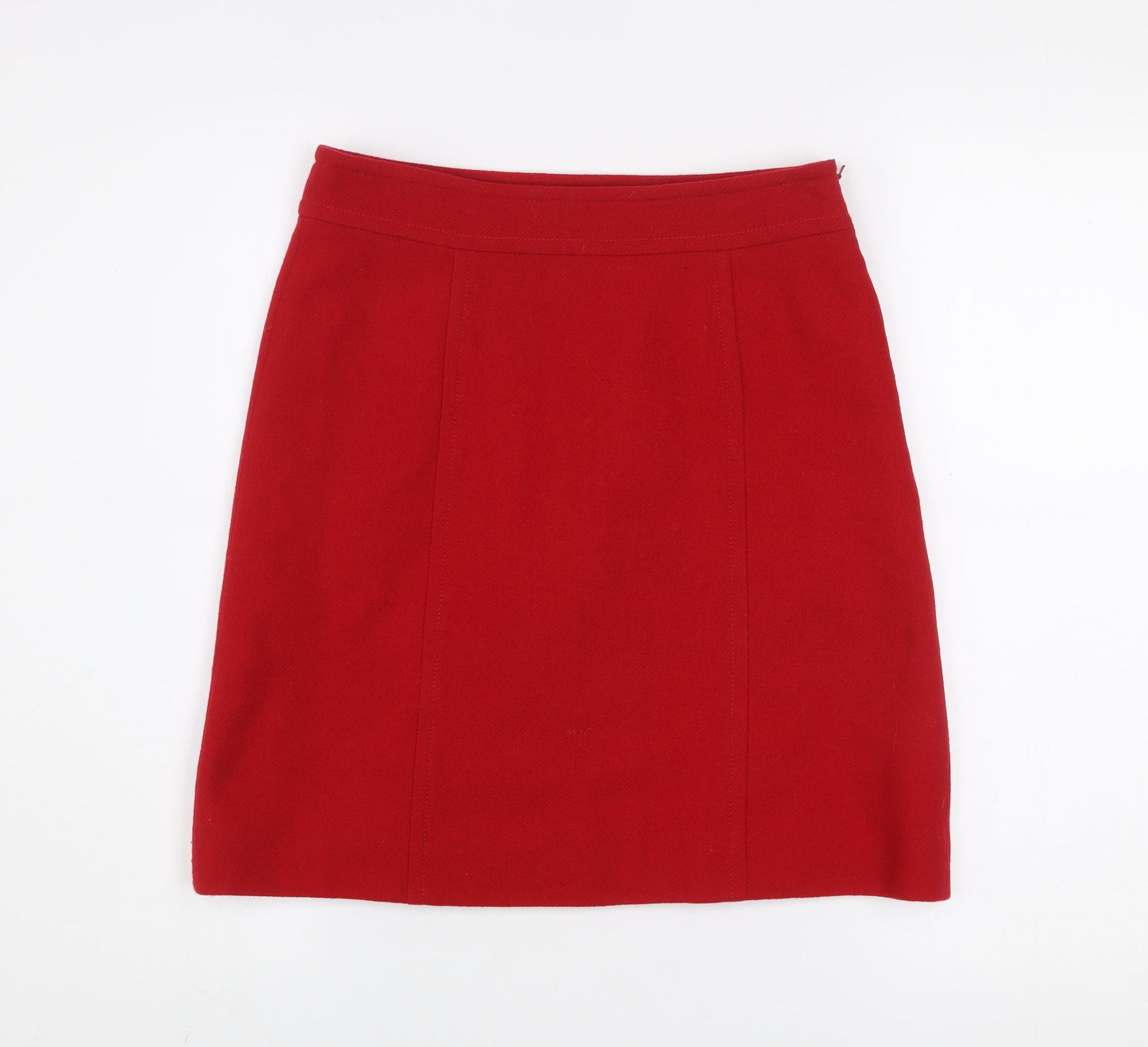 Hobbs Women’s Red Wool Knee Length Pencil Skirt UK 8