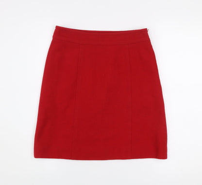Hobbs Women’s Red Wool Knee Length Pencil Skirt UK 8