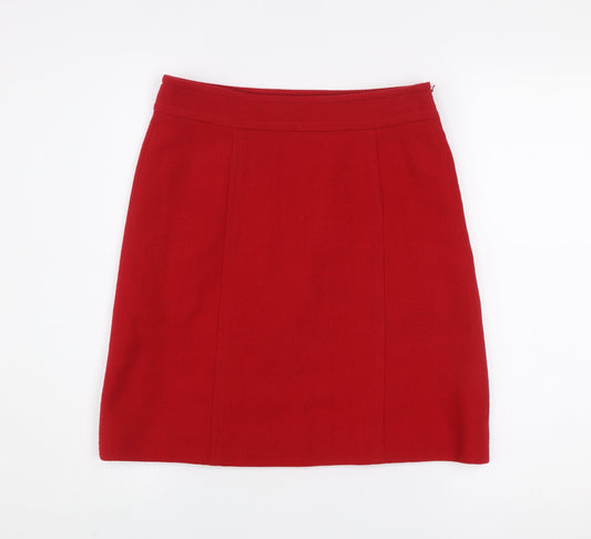 Hobbs Women’s Red Wool Knee Length Pencil Skirt UK 8
