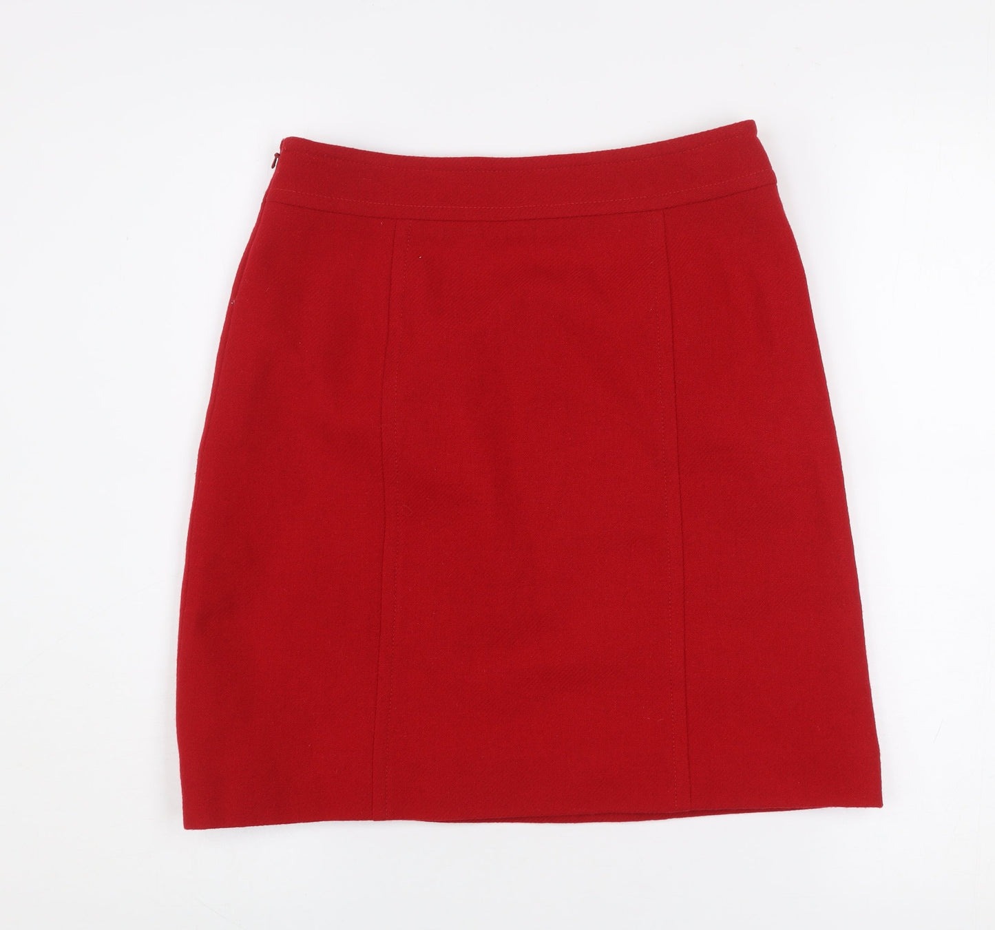 Hobbs Women’s Red Wool Knee Length Pencil Skirt UK 8