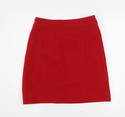 Hobbs Women’s Red Wool Knee Length Pencil Skirt UK 8