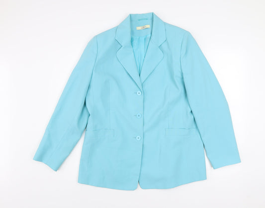 Classics Women's Blue Blazer Jacket Size 14 Polyester Lined Workwear