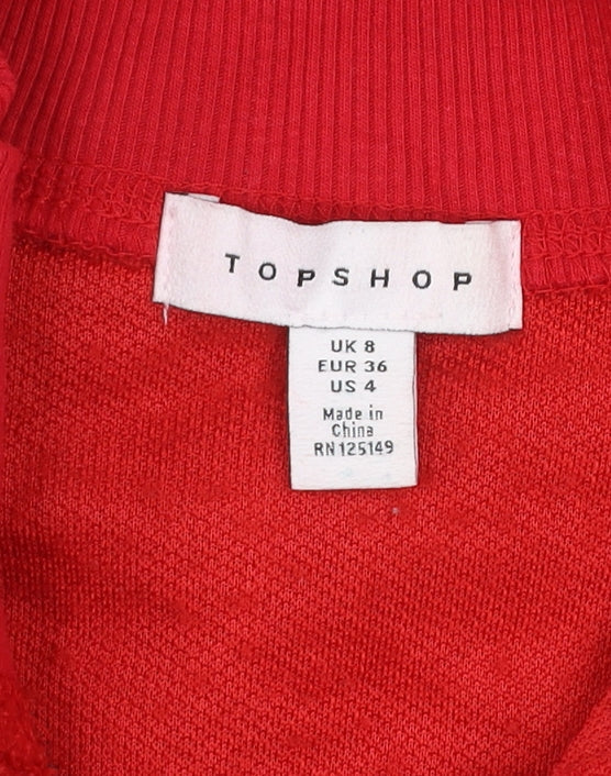 Womens UK Size 8 Topshop Red Pullover Sweatshirt