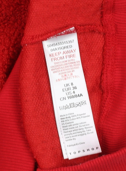 Womens UK Size 8 Topshop Red Pullover Sweatshirt
