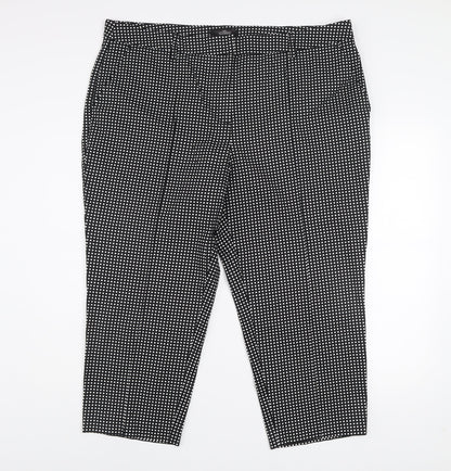 Next Women Black Geometric Tailored Trousers Size 20R Cotton Blend