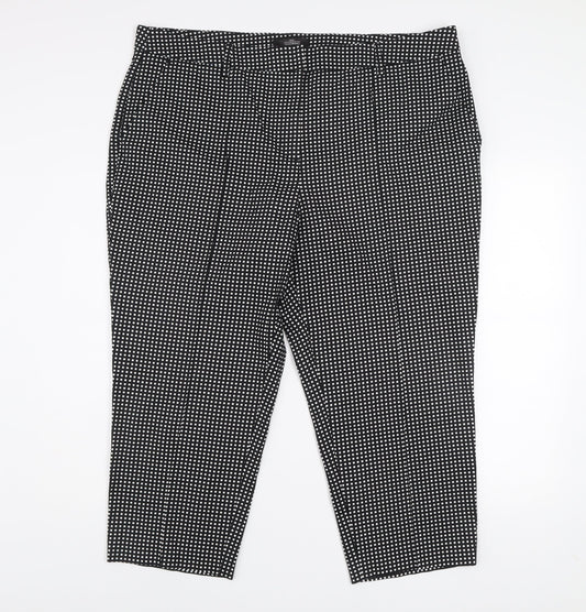 Next Women Black Geometric Tailored Trousers Size 20R Cotton Blend