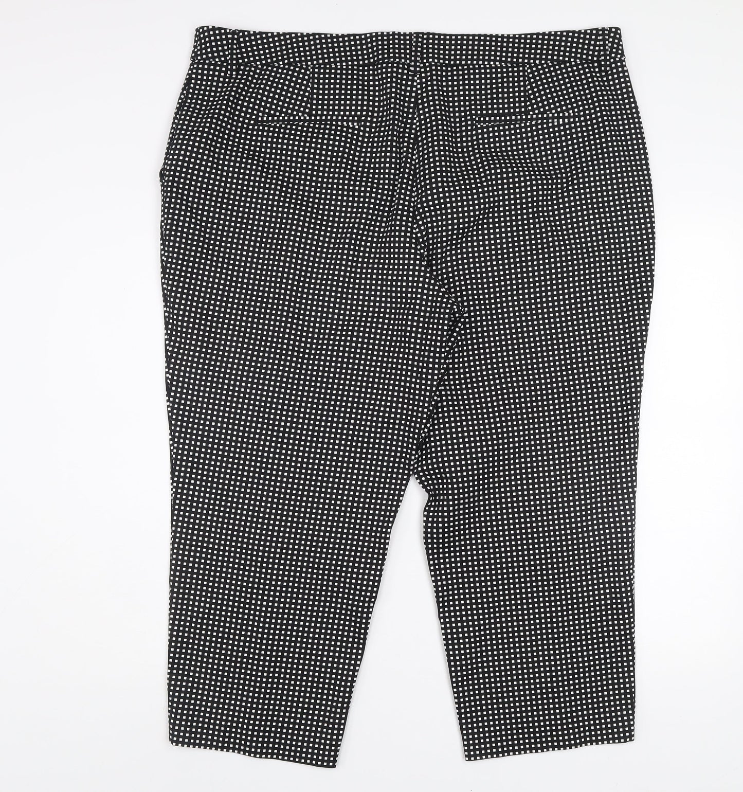 Next Women Black Geometric Tailored Trousers Size 20R Cotton Blend